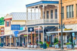 Main Street storefronts and small businesses in an American town