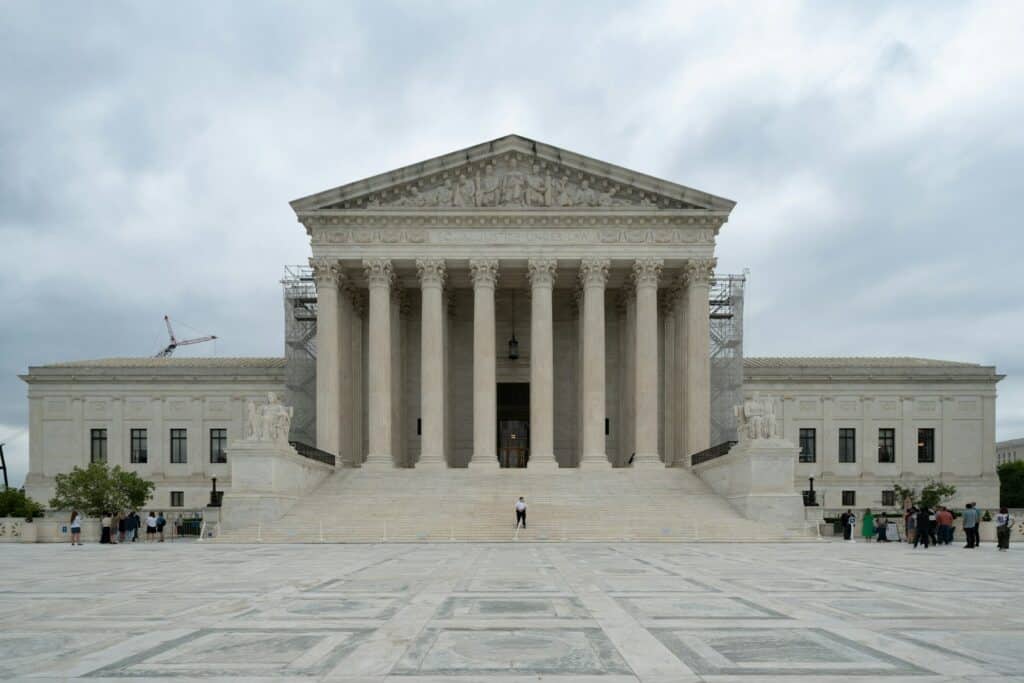 Columns of the U.S. Supreme Court building in Washington, DC